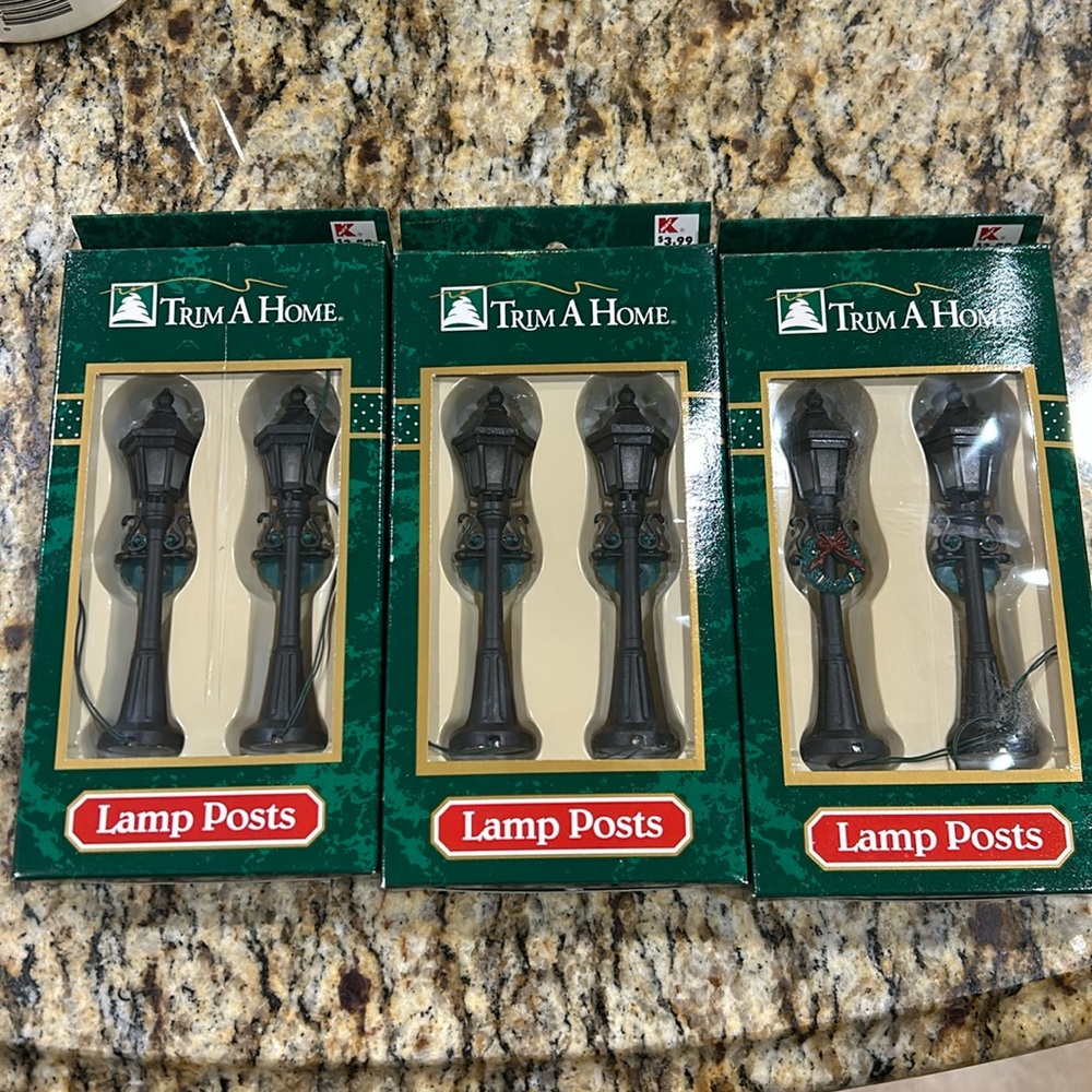 3 packages of Vintage Trim A Home Lamp Posts for Christmas Village